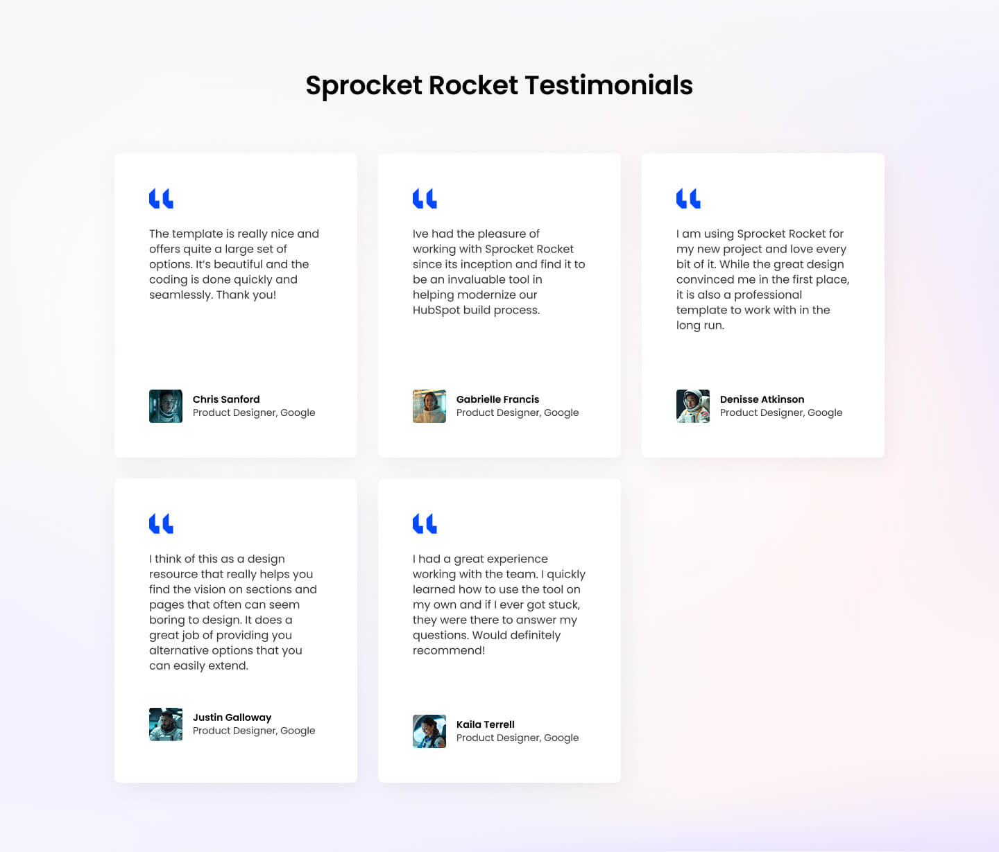 Preview of SR Cards Testimonial Grid 01